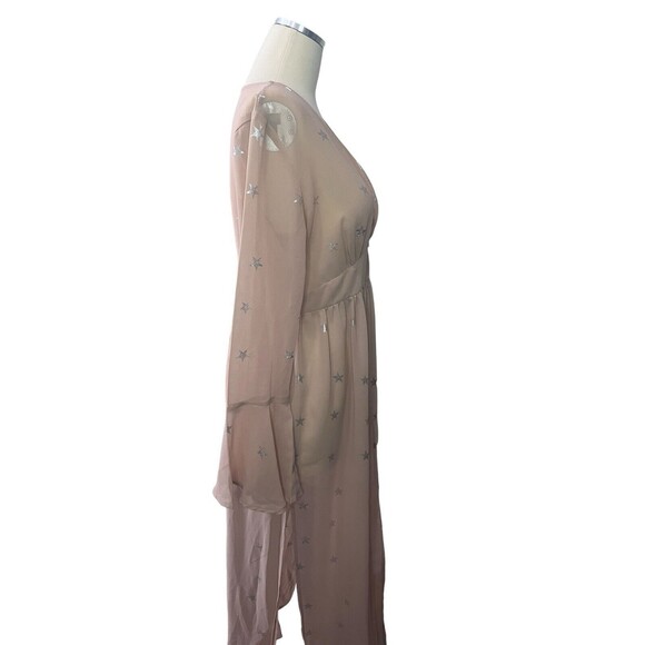 Nasty Gal Women's Glitter Star Rose Sheer NWOT Duster Bell Sleeve Festival - Picture 3 of 10